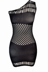 One-Shoulder Mesh Bodycon Dress – Edgy Elegance