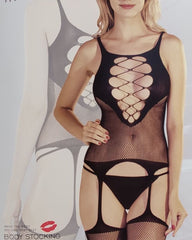 Crisscross Cutout Fishnet Body Stocking