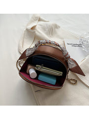 Fragrant Leather Crossbody Bag: Small Round Versatile Handbag