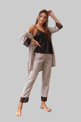 Nymphe 3-Piece Striped Satin Loungewear Set – Model No. 3137