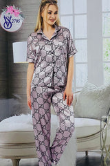 two-piece satin pajama set