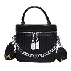 Italian Designer Custom Made in China Embossing Strip Elegant Hard Box Shape Bag