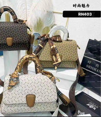 Print Satchel Bag with Button Closure and Adjustable Strap