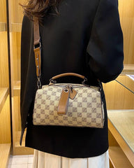 Women's Vintage Print Large Capacity One Shoulder Messenger Bag Handbag Boston Pillow Bag