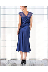 Luxe Navy Blue Satin Nightgown