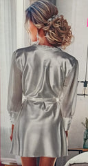 Elegant White Satin Robe Set