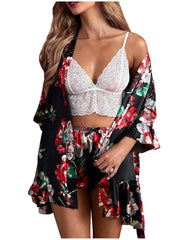 three-piece lingerie set combines