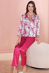 floral satin pajama set