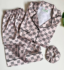 two-piece satin pajama set