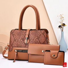 Women Printed Pattern Pu Leather Handbag Office Bow Strap Hand Bag Large Capacity Handbag School Shoulder Bag