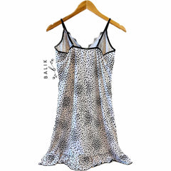 Black Lace-Trim Polka Dot Dress