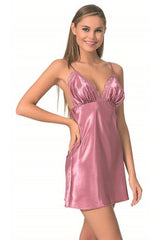 Soft Pink Satin &amp; Lace Nightdress – Feminine Comfort