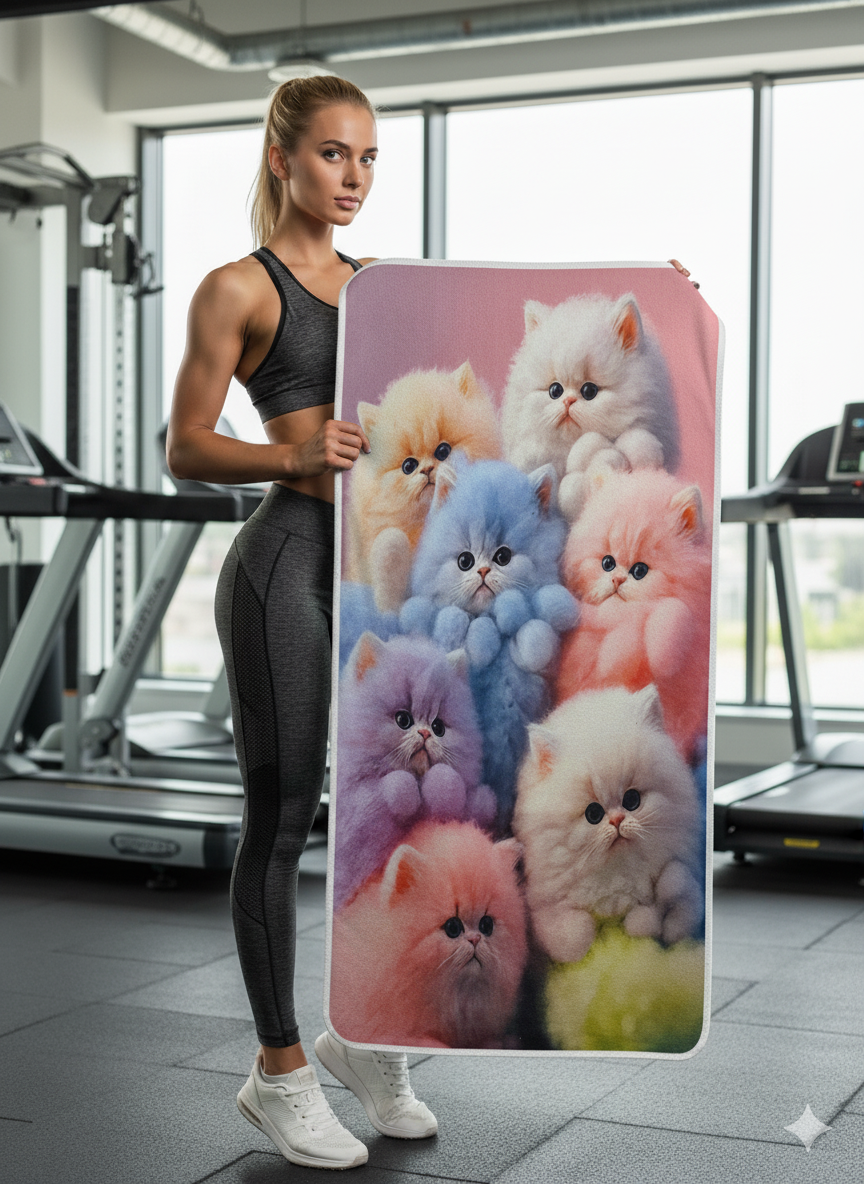 🐾 Pastel Kittens Gym Towel – 95 x 50 CM