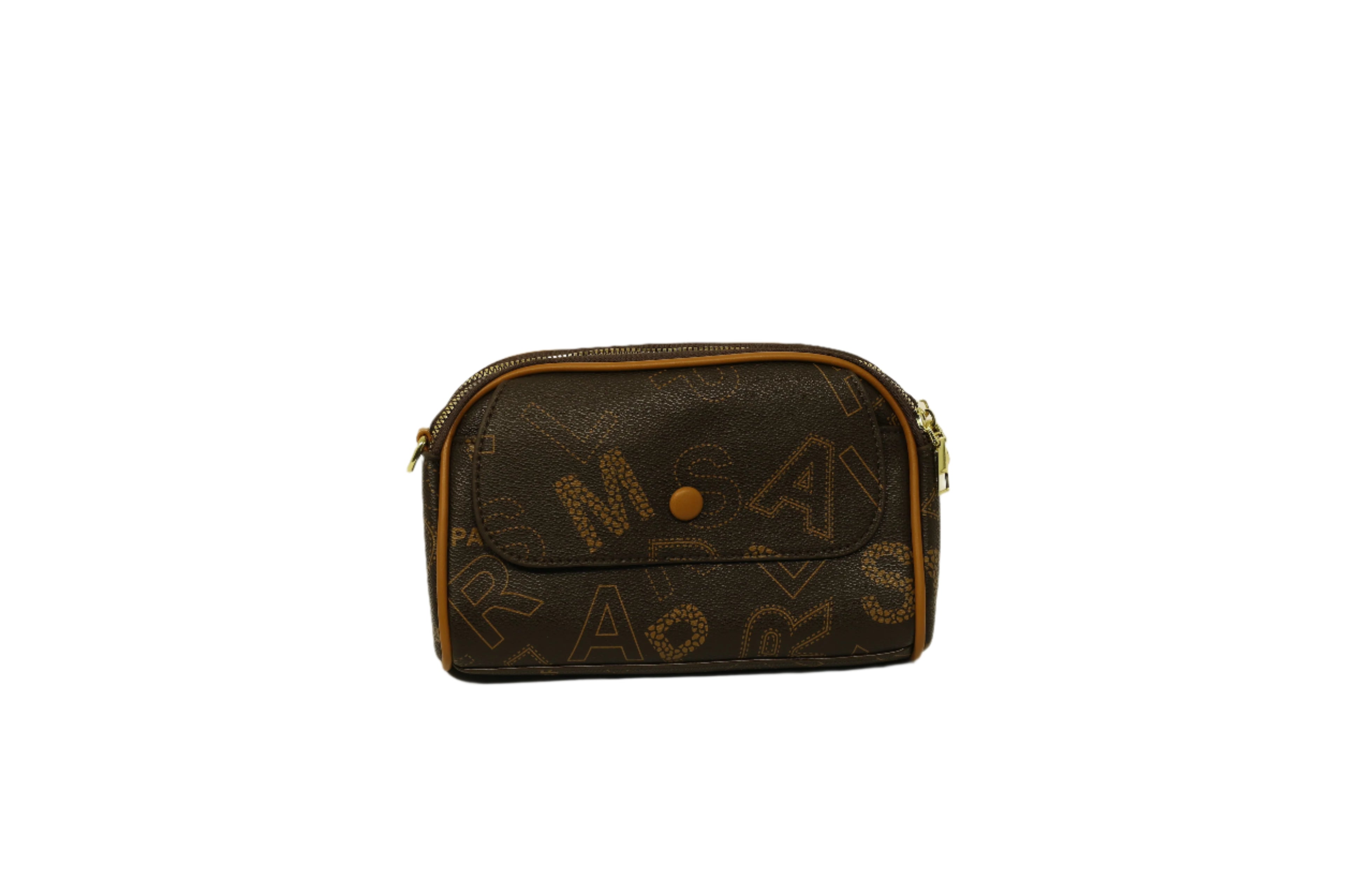 Letter Graphic Square Bag Zipper Adjustable Strap