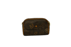 Letter Graphic Square Bag Zipper Adjustable Strap