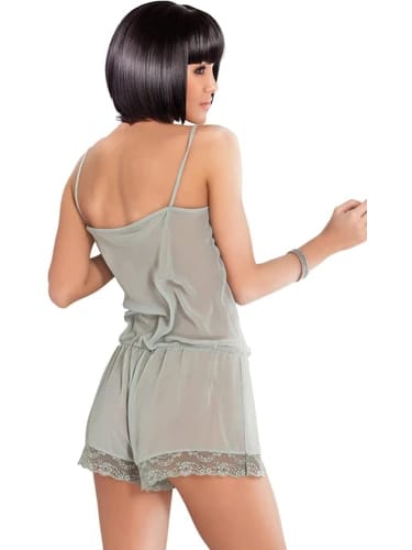 Chic Grey Satin Romper
