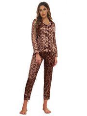 Luxe Satin Monogram Print Pajama Set