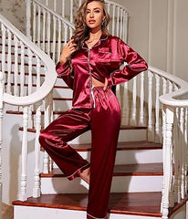 Satin Red Pajama Set – Classic and Comfortable