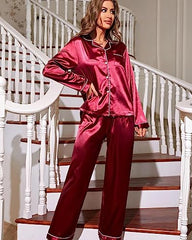 Satin Red Pajama Set – Classic and Comfortable