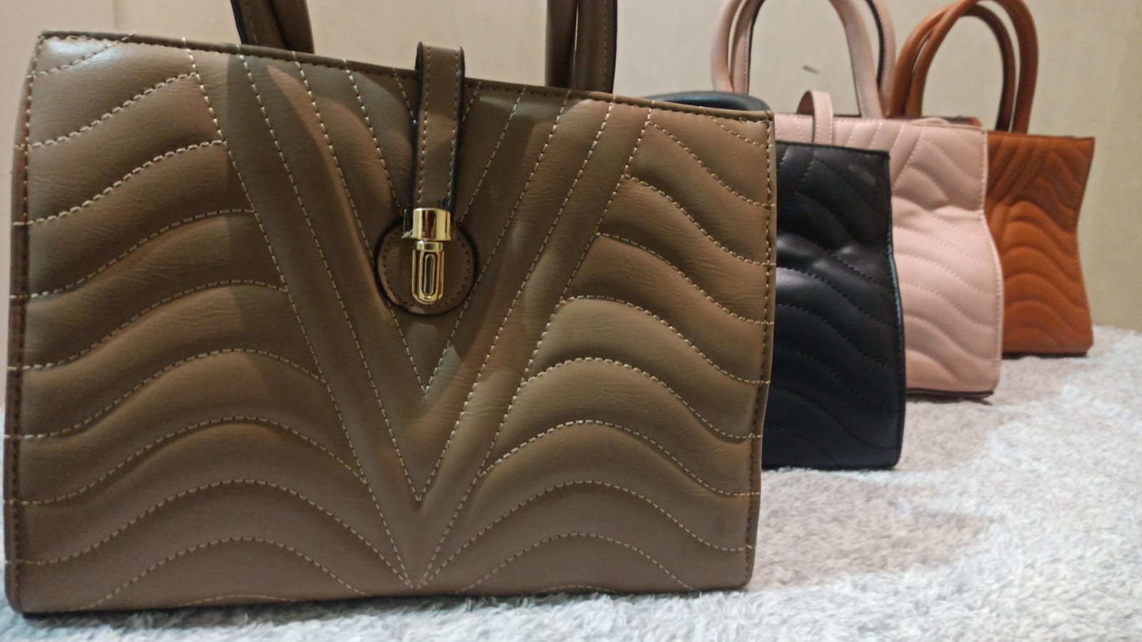 Argyle Quilted Double Handle Square Bag for women